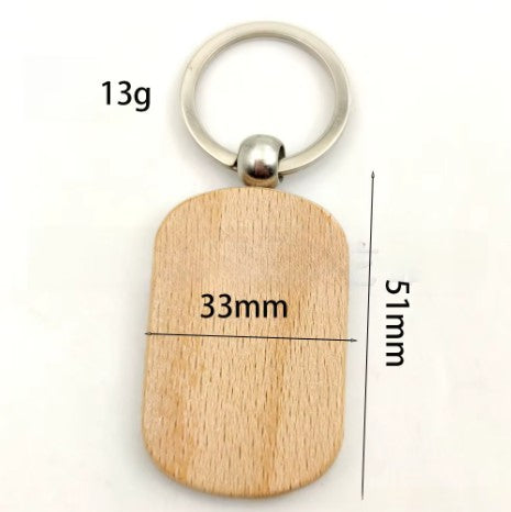 Wood Keyring - Long Oval