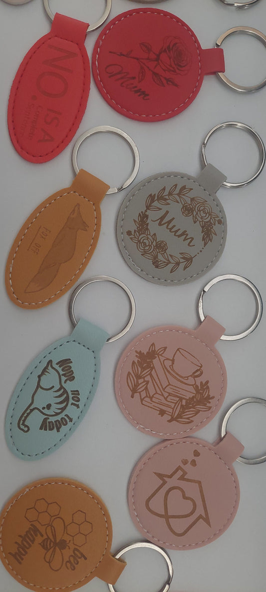 PU Leather Keyring - Oval