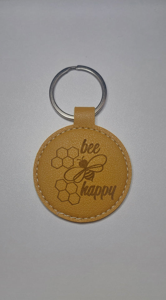 PU Leather Keyring - Round