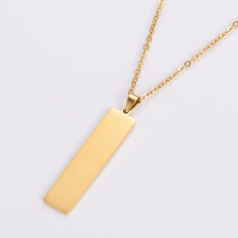 Stainless Steel Necklace with Vertical Bar Pendant