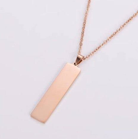 Stainless Steel Necklace with Vertical Bar Pendant