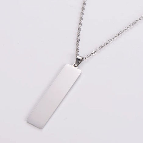 Stainless Steel Necklace with Vertical Bar Pendant