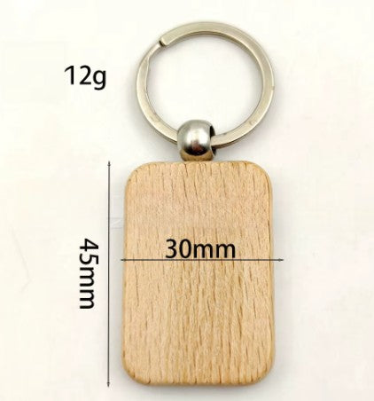 Wood Keyring - Rectangular with Round Corners